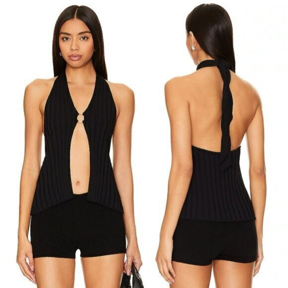 superdown Eliana Open Front Top in Black